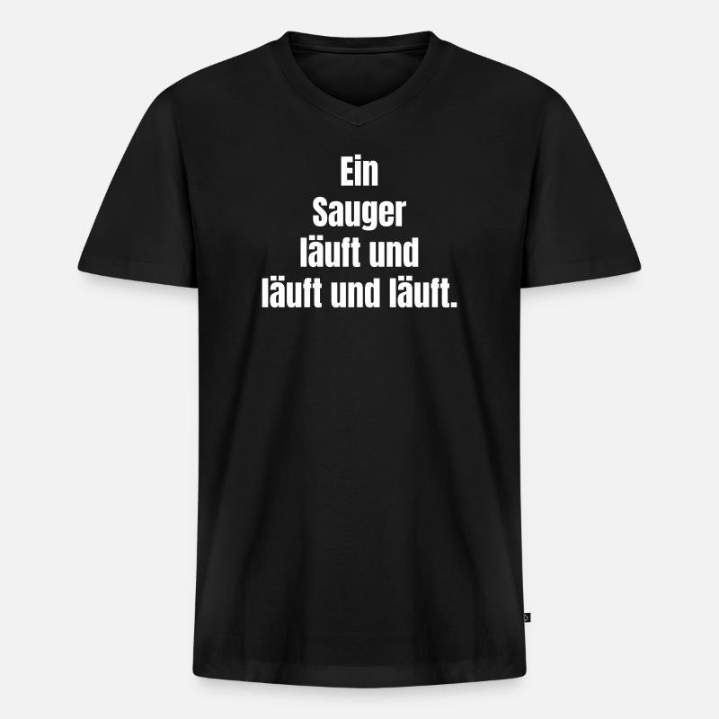 Ein Sauger läuft - Männer Premium Bio T-Shirt mit V-Ausschnitt - Schwarz