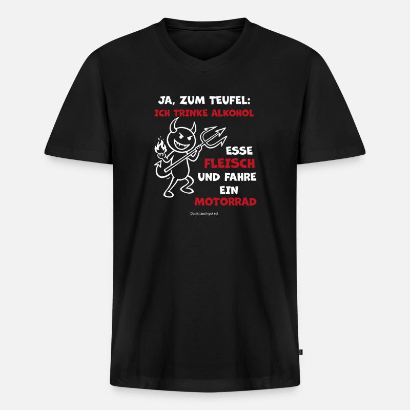Devilish Drinker Motorcycle - Men's Premium Organic T-shirt with V-neck - black