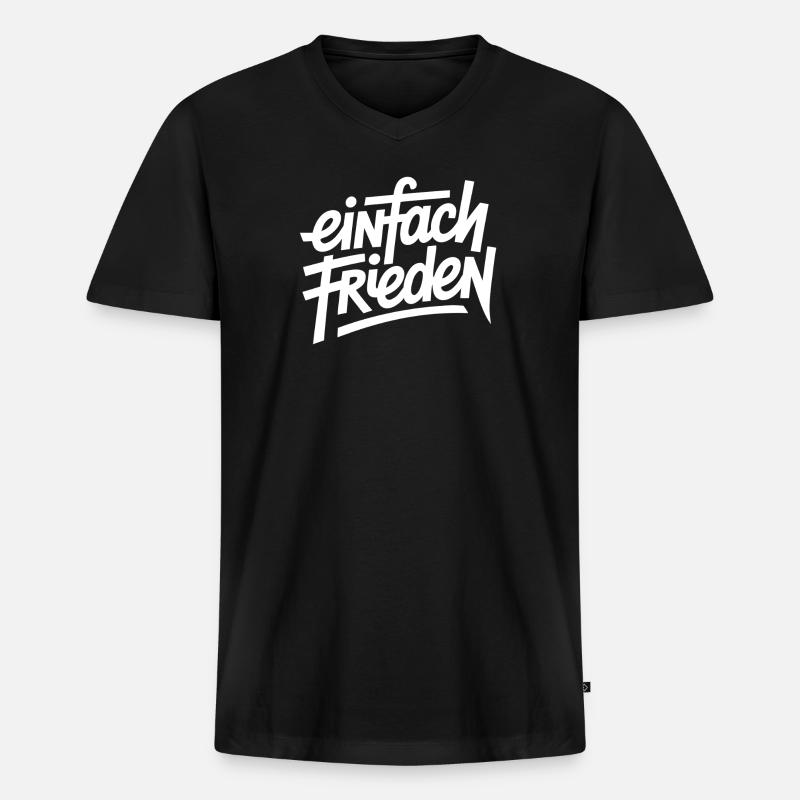 Einfach Frieden - Männer Premium Bio T-Shirt mit V-Ausschnitt - Schwarz