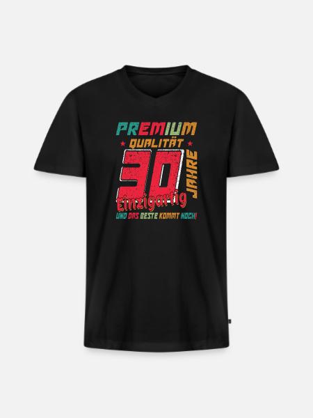 30th Birthday Unique Retro Quality - Men's Premium Organic T-shirt with V-neck - black