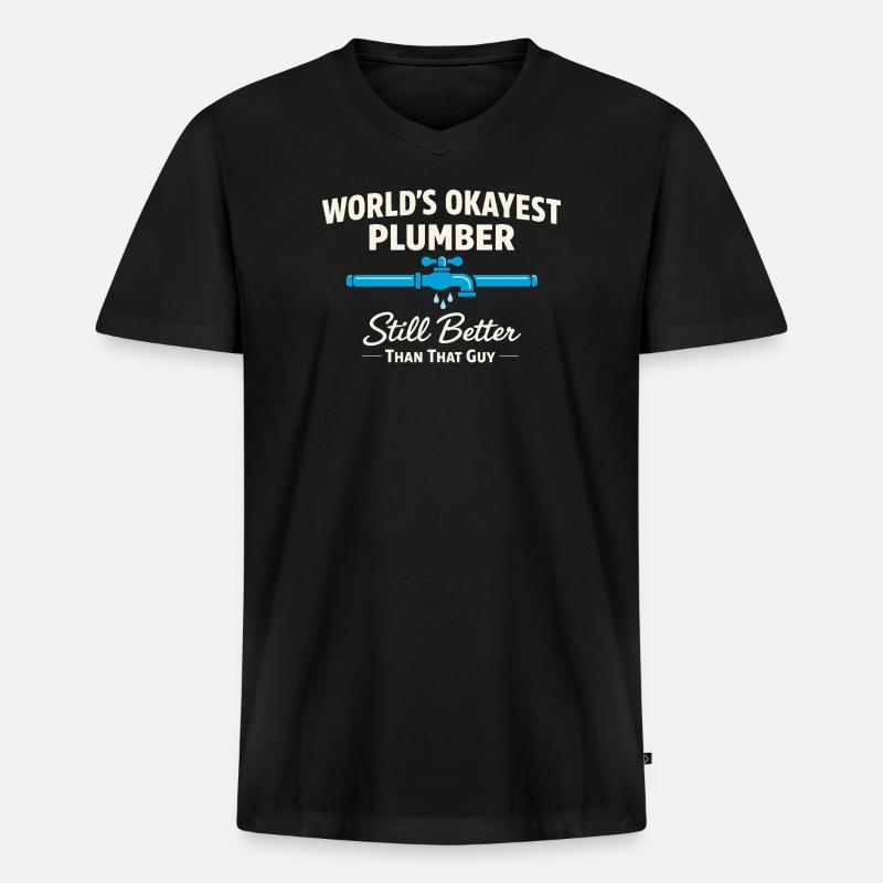 Pfeifenflüsterer, Klempnerhandwerk, Humor-geschenk - Männer Premium Bio T-Shirt mit V-Ausschnitt - Schwarz