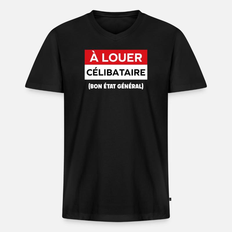 Junggeselle - Männer Premium Bio T-Shirt mit V-Ausschnitt - Schwarz