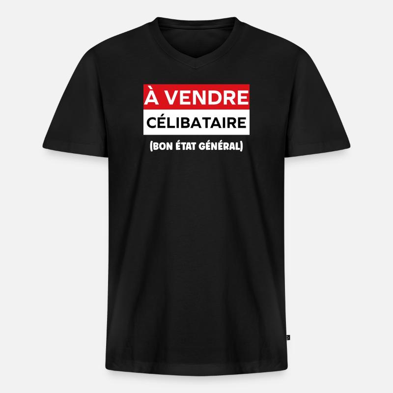Junggeselle - Männer Premium Bio T-Shirt mit V-Ausschnitt - Schwarz