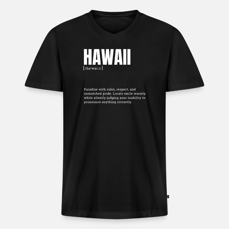 Hawaii Pride Sprache - Männer Premium Bio T-Shirt mit V-Ausschnitt - Schwarz
