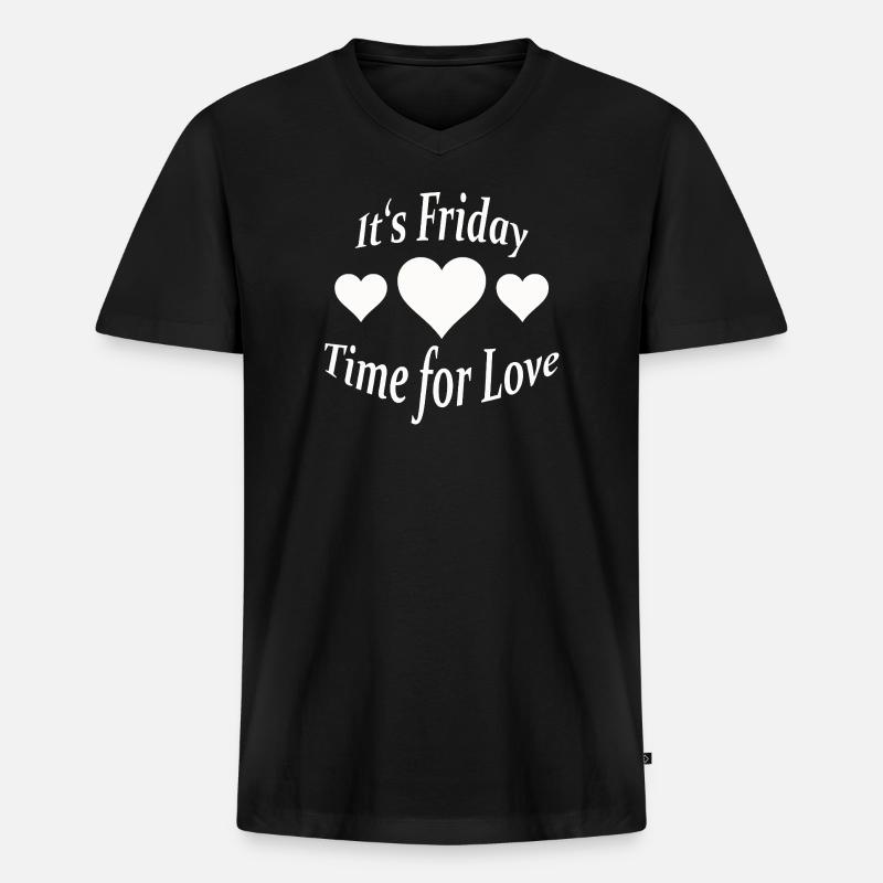 IT'S FRIDAY - Männer Premium Bio T-Shirt mit V-Ausschnitt - Schwarz