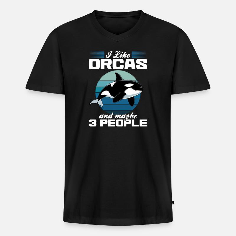 Funny Orca - Männer Premium Bio T-Shirt mit V-Ausschnitt - Schwarz