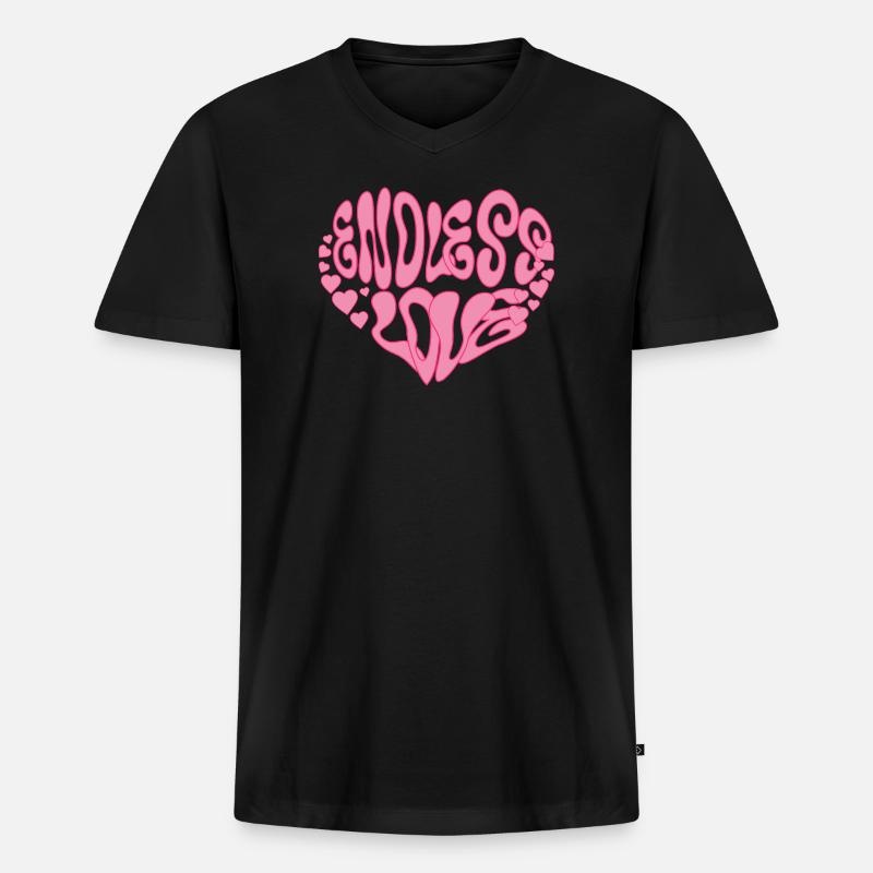 Endless Love – Herz - Männer Premium Bio T-Shirt mit V-Ausschnitt - Schwarz