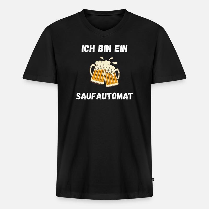 ICH bin ein Saufautomat - Männer Premium Bio T-Shirt mit V-Ausschnitt - Schwarz