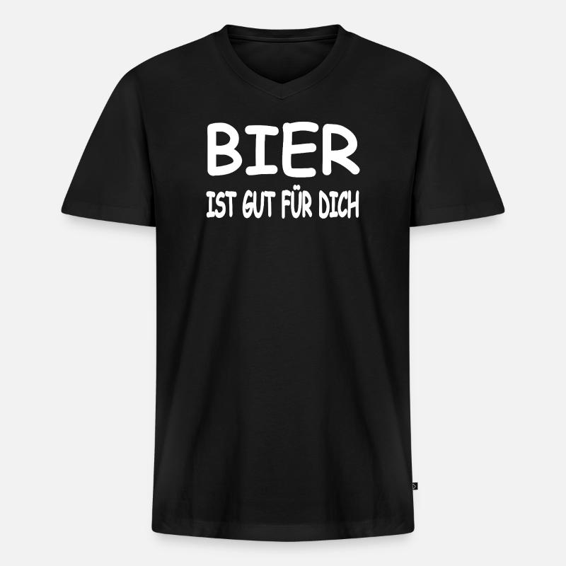 Bier - Männer Premium Bio T-Shirt mit V-Ausschnitt - Schwarz