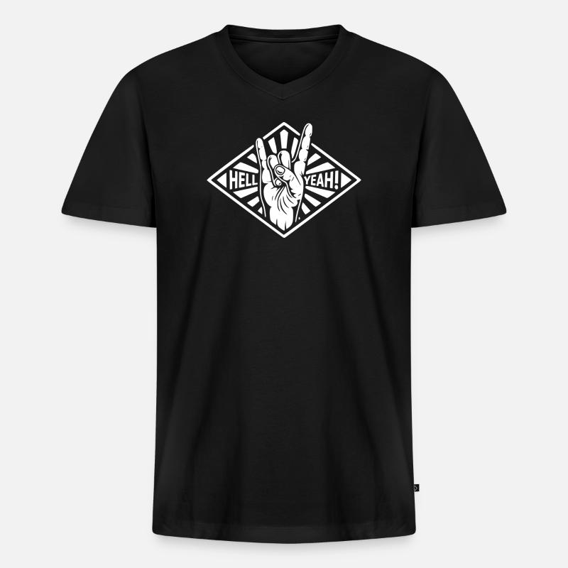 Hell yes Handgeste - Männer Premium Bio T-Shirt mit V-Ausschnitt - Schwarz