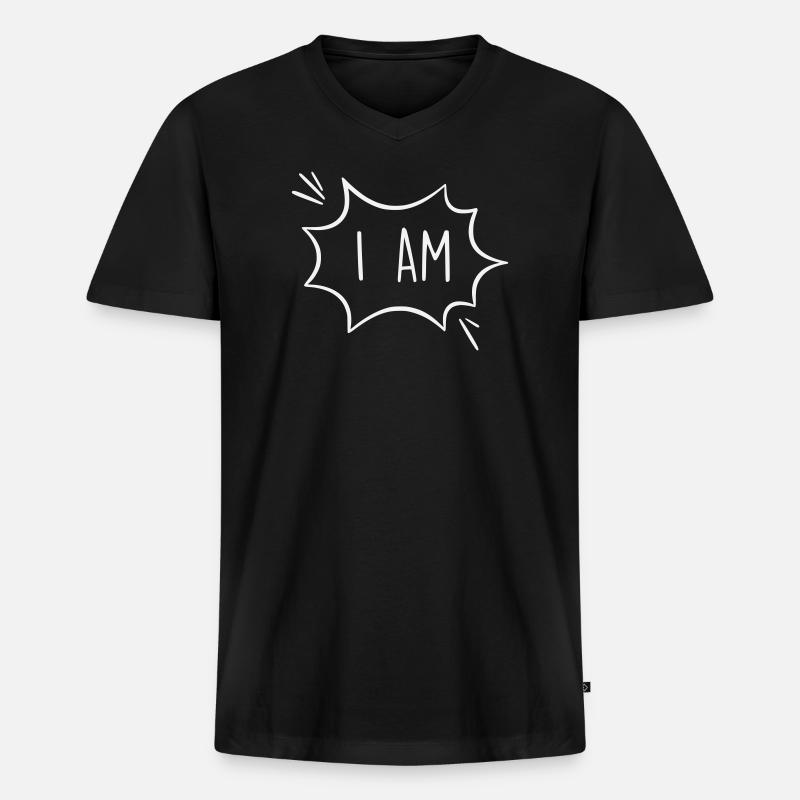 Ich bin: Kraftvolle Comic Sprechblase - Männer Premium Bio T-Shirt mit V-Ausschnitt - Schwarz