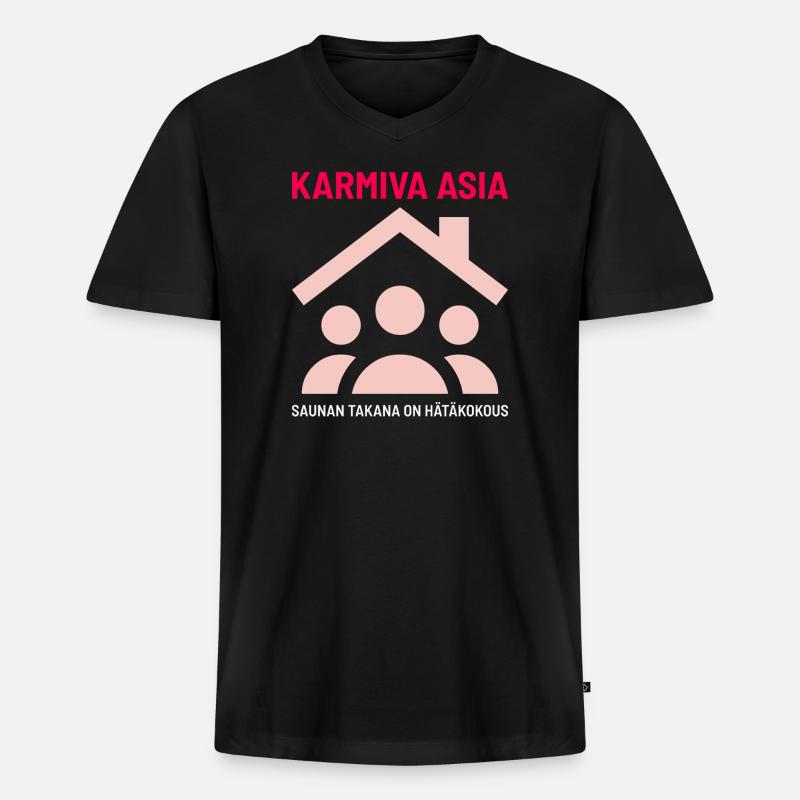 DAS GRUSELIGE DING HINTER DER SAUNA - Männer Premium Bio T-Shirt mit V-Ausschnitt - Schwarz