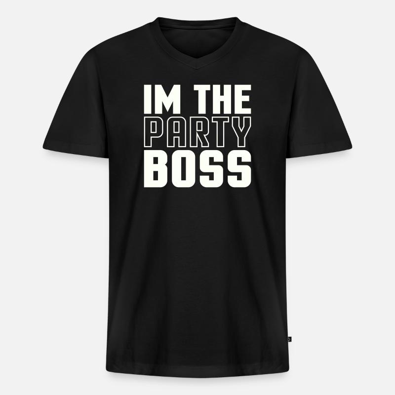 Ich bin der Party Chef - Männer Premium Bio T-Shirt mit V-Ausschnitt - Schwarz