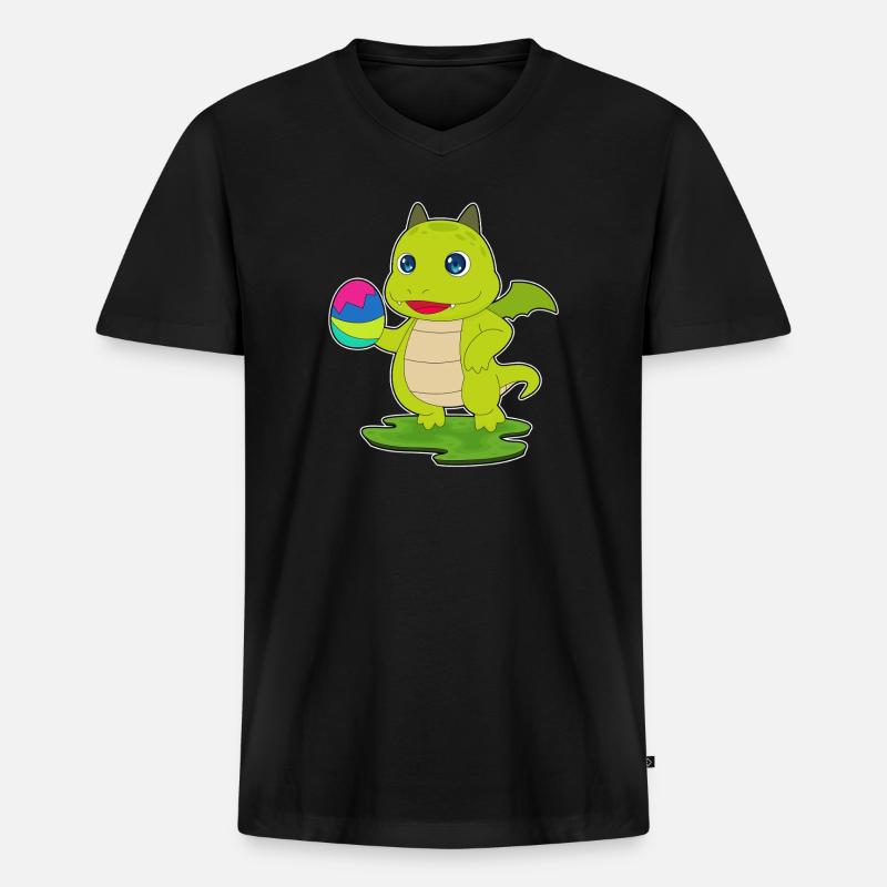 Dragon Easter Easter Egg - Men's Premium Organic T-shirt with V-neck - black