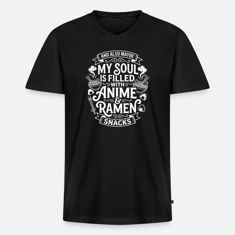 Anime & Ramen Snack Seele - Männer Premium Bio T-Shirt mit V-Ausschnitt - Schwarz