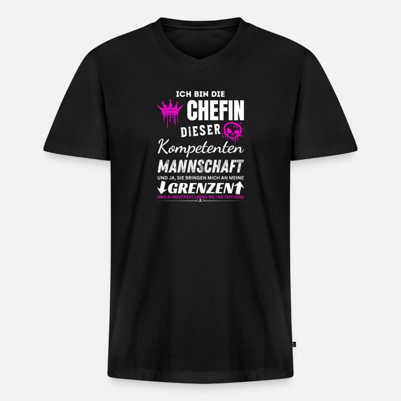 Chefin der Kompetenten Mannschaft Chefin Geschenke - Männer Premium Bio T-Shirt mit V-Ausschnitt - Schwarz