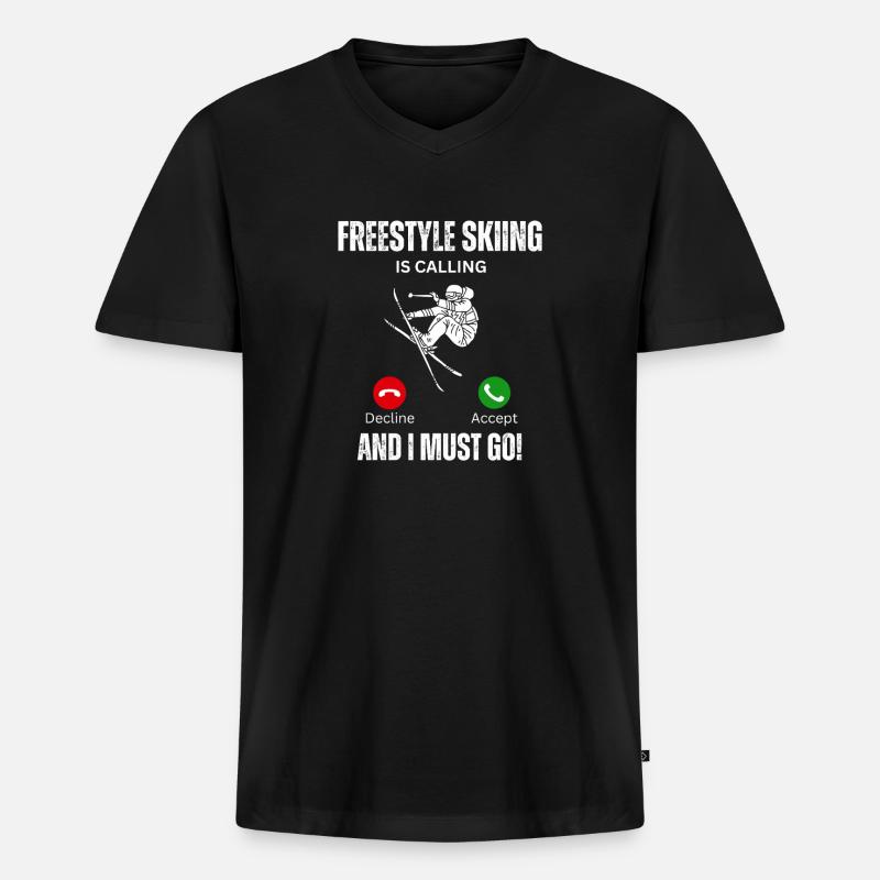 Freestyle-Ski-Berufung - Männer Premium Bio T-Shirt mit V-Ausschnitt - Schwarz
