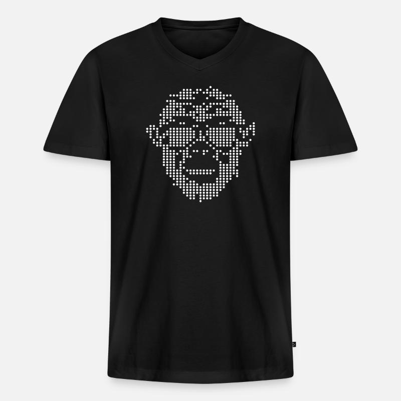 Monkey mit Sunglass Pixel-Design - Männer Premium Bio T-Shirt mit V-Ausschnitt - Schwarz