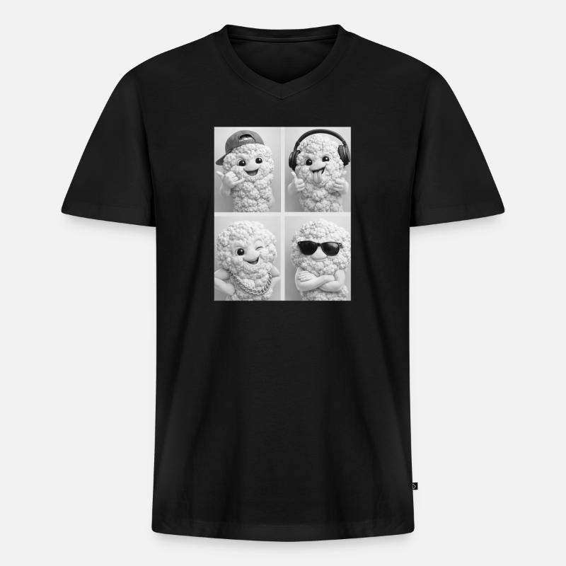 Cauliflower - Männer Premium Bio T-Shirt mit V-Ausschnitt - Schwarz