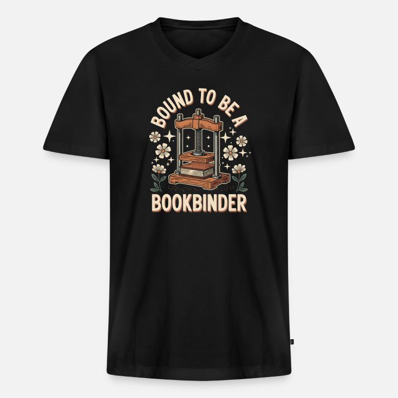 Geborener Buchbinder - Männer Premium Bio T-Shirt mit V-Ausschnitt - Schwarz