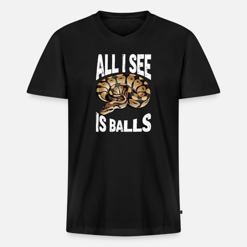 Königspython Schlangen Liebhaber Terrarium Python - Männer Premium Bio T-Shirt mit V-Ausschnitt - Schwarz