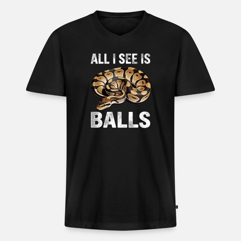 Königspython Schlangen Liebhaber Terrarium Python - Männer Premium Bio T-Shirt mit V-Ausschnitt - Schwarz