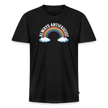 Always Antifascist – Antifa Tee - Männer Premium Bio T-Shirt mit V-Ausschnitt - Schwarz - Vorne - Nico (187cm)