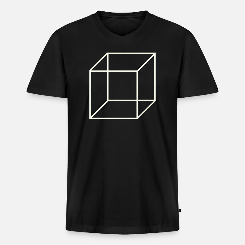 Geometrischer Drahtwürfel - Männer Premium Bio T-Shirt mit V-Ausschnitt - Schwarz