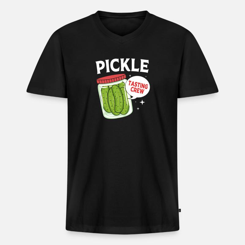Essiggurke Gurke Gurken - Männer Premium Bio T-Shirt mit V-Ausschnitt - Schwarz