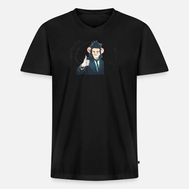 MONKEY - Männer Premium Bio T-Shirt mit V-Ausschnitt - Schwarz