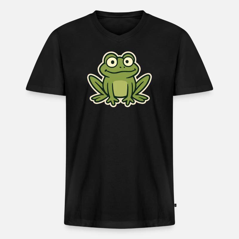 Frosch - Männer Premium Bio T-Shirt mit V-Ausschnitt - Schwarz