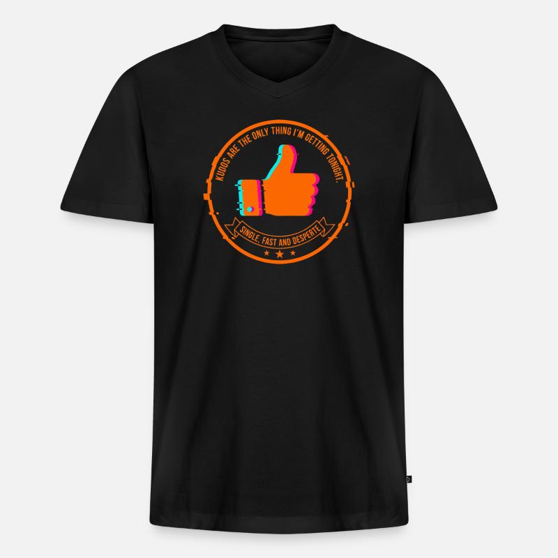 NeonThumbs Stempel: Single heute Abend - Männer Premium Bio T-Shirt mit V-Ausschnitt - Schwarz