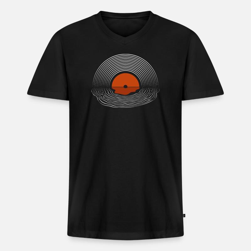 Abstract Sunset Line Art Design - Männer Premium Bio T-Shirt mit V-Ausschnitt - Schwarz