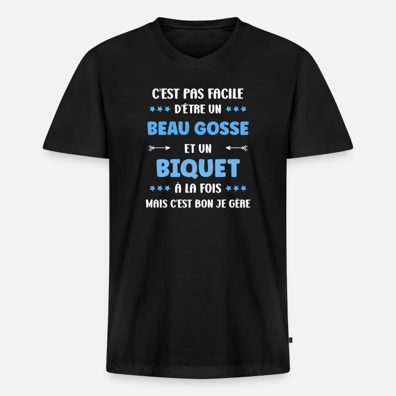 Biquet - Männer Premium Bio T-Shirt mit V-Ausschnitt - Schwarz