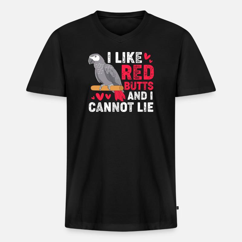Parrot Grey - Ekologisk premium-T-shirt med V-ringning herr - svart