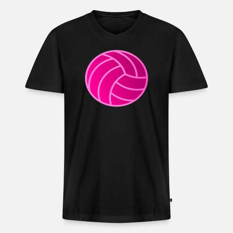 Pinker Volleyball - Männer Premium Bio T-Shirt mit V-Ausschnitt - Schwarz