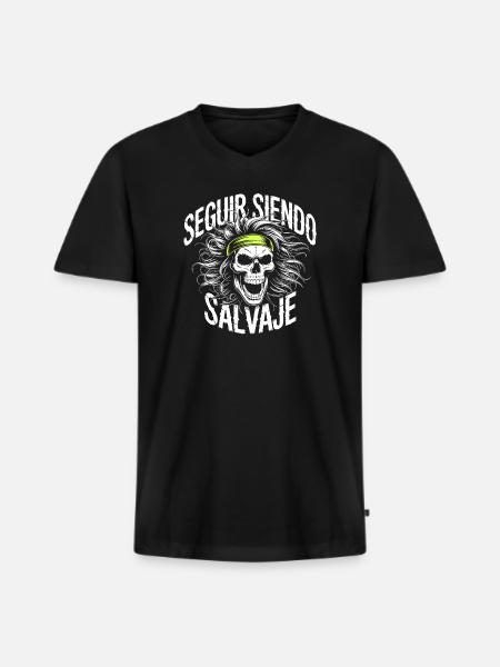 Wilder Pfad im Schädel - Männer Premium Bio T-Shirt mit V-Ausschnitt - Schwarz