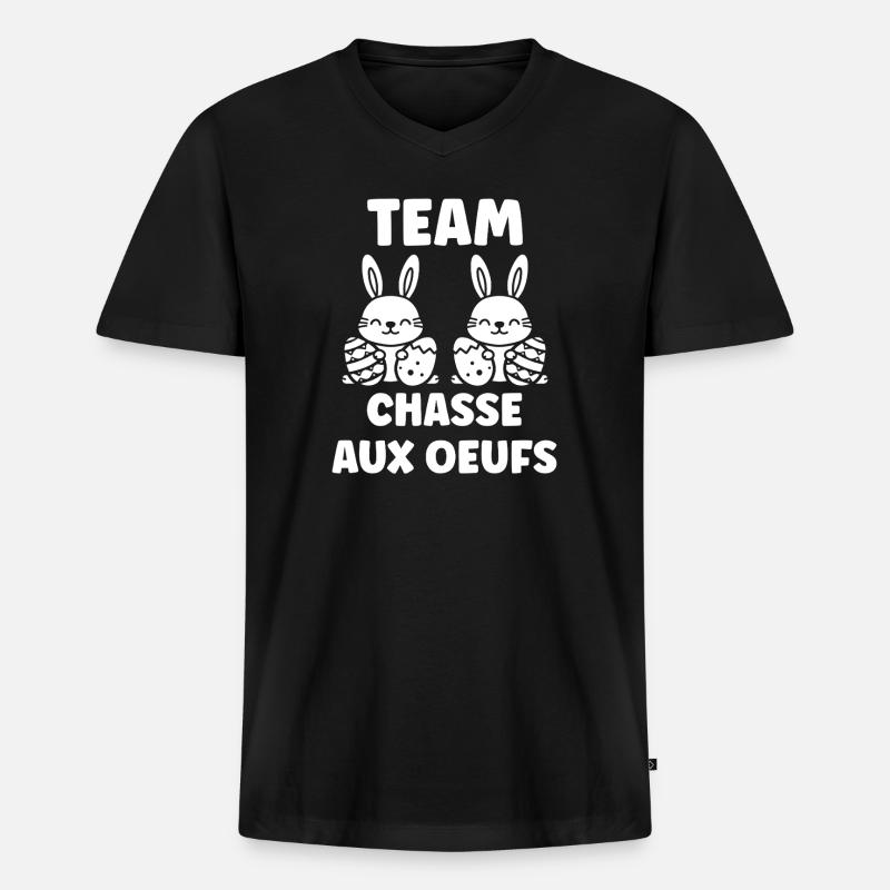 Eiersuche - Männer Premium Bio T-Shirt mit V-Ausschnitt - Schwarz