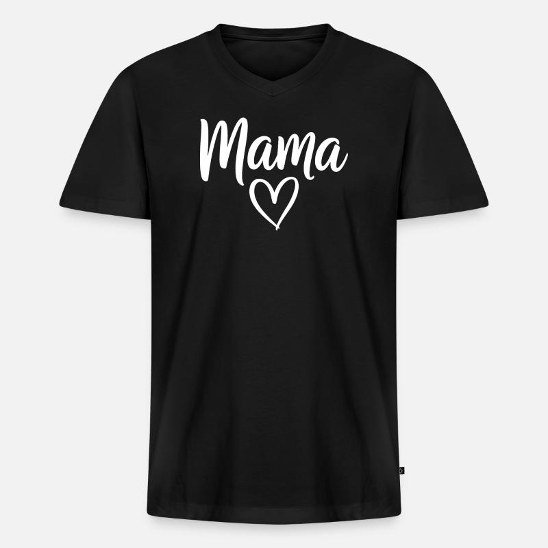 Mama Heart Script Logo - Männer Premium Bio T-Shirt mit V-Ausschnitt - Schwarz