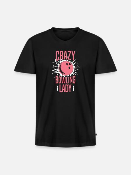 Galen bowlingdam Rosa Sportälskare-design - Ekologisk premium-T-shirt med V-ringning herr - svart