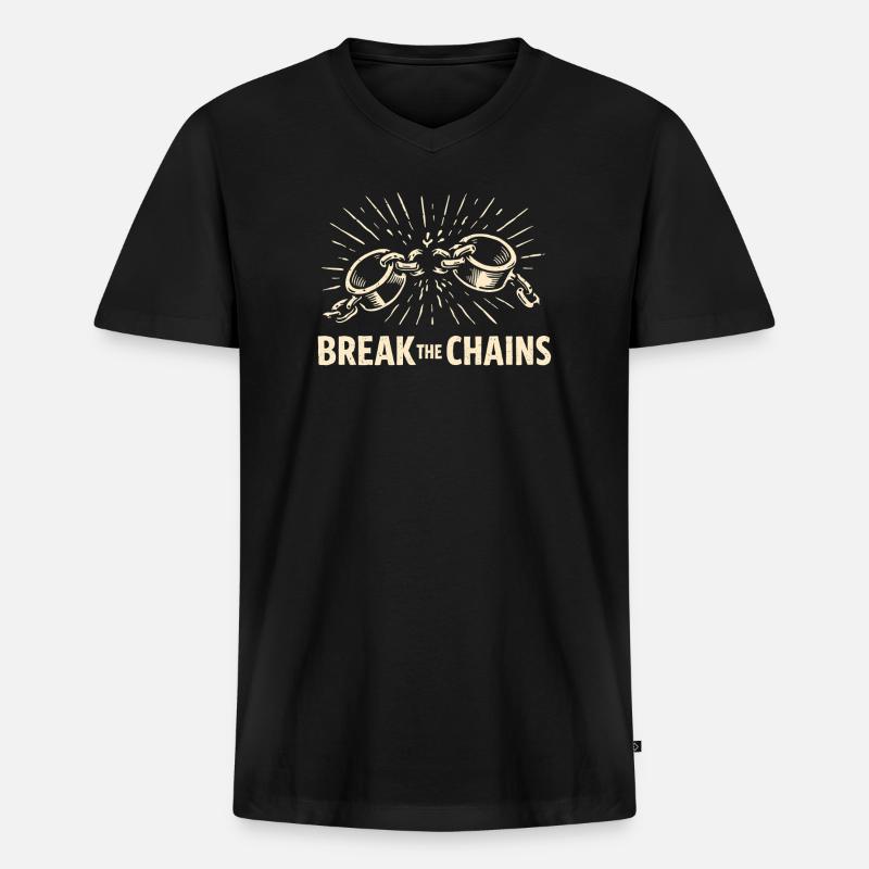 Break The Chains Motivation - Männer Premium Bio T-Shirt mit V-Ausschnitt - Schwarz