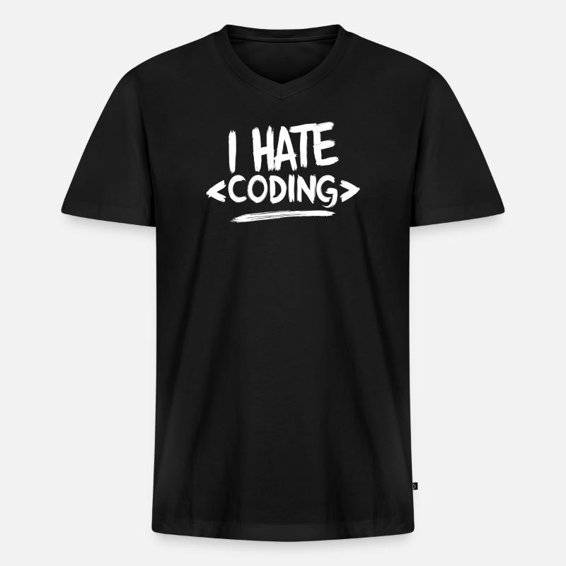 Je déteste coder Programmeur Web - T-shirt encolure en V Premium bio Homme - noir