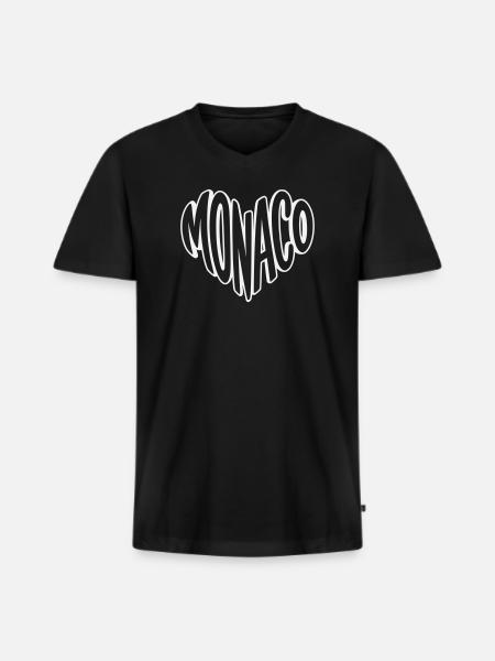Monaco Lettering Retro Typo - Men's Premium Organic T-shirt with V-neck - black