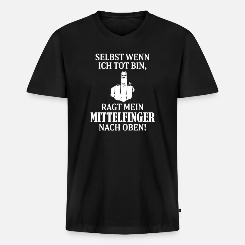 Savage German Middle Finger Slogan Graphic - Männer Premium Bio T-Shirt mit V-Ausschnitt - Schwarz
