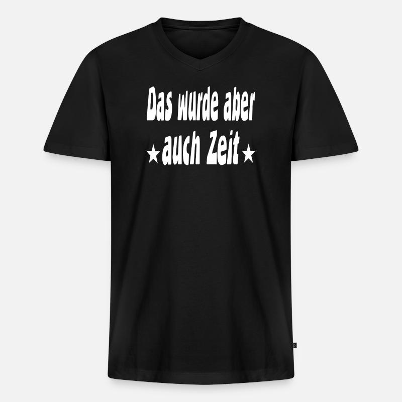 Zeit - Männer Premium Bio T-Shirt mit V-Ausschnitt - Schwarz