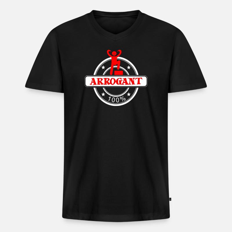 Arrogant zu 100%: Provokative Ikone - Männer Premium Bio T-Shirt mit V-Ausschnitt - Schwarz