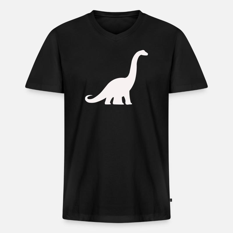 Langhals Dino Silhouette - Männer Premium Bio T-Shirt mit V-Ausschnitt - Schwarz