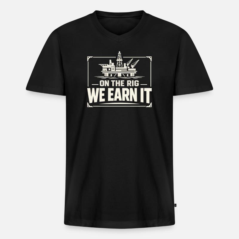 Offshore-bohrer-rig-bohrer Bohrboden Offshore - Männer Premium Bio T-Shirt mit V-Ausschnitt - Schwarz