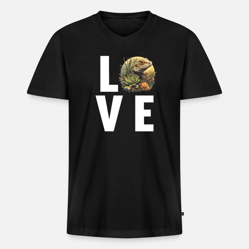 Eidechsen Eidechse - Männer Premium Bio T-Shirt mit V-Ausschnitt - Schwarz