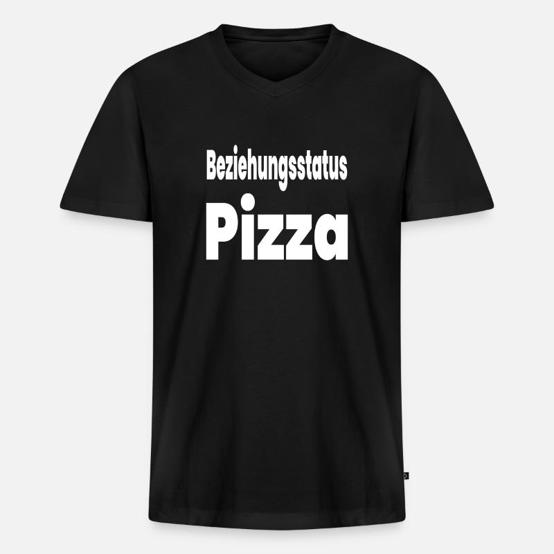 Pizza - Männer Premium Bio T-Shirt mit V-Ausschnitt - Schwarz